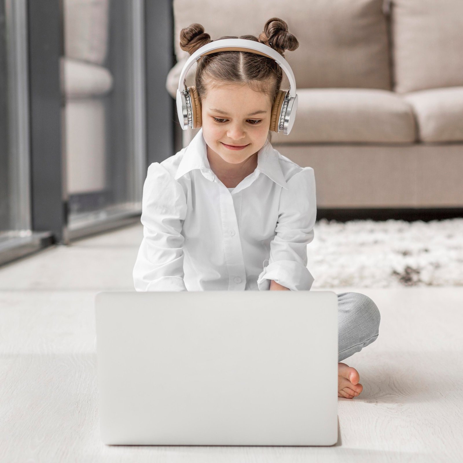 little-girl-listening-her-teacher-through-headphones-home